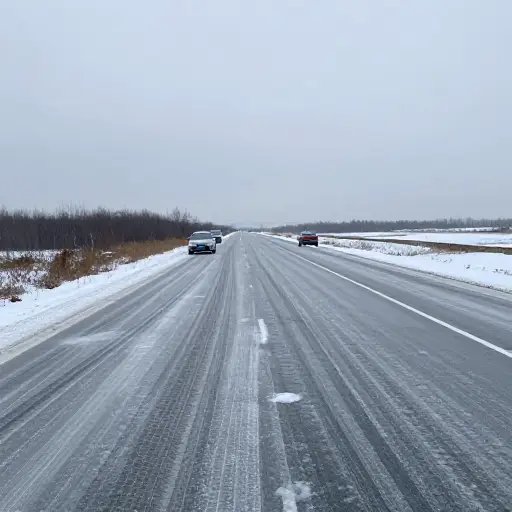有时道路结冰，汽车无法通行。