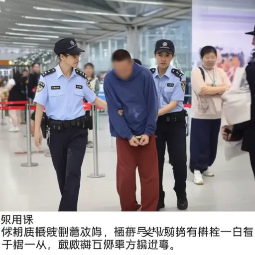 警方在机场逮捕了一名逃犯。