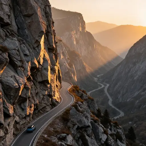 这条路沿着陡峭的山崖蜿蜒而上，开车要格外小心。