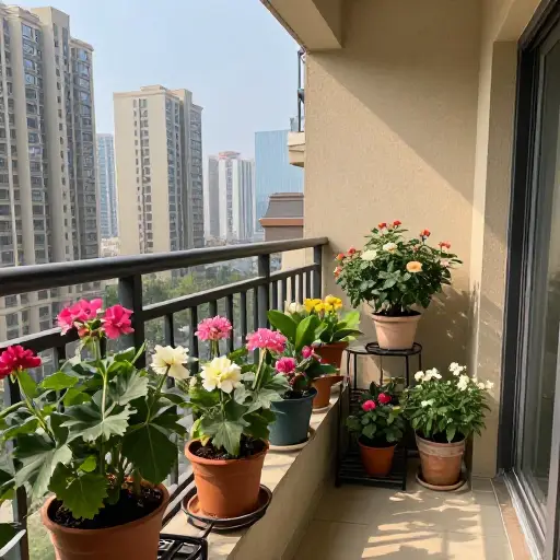 我们没有花园，所以只能在阳台上种花。