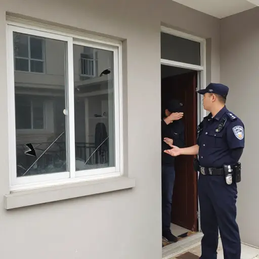 隔壁房子遭到入室盗窃后，警察赶来了。