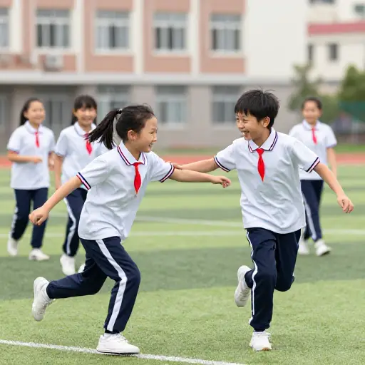孩子们喜欢在课间互相逗着玩。