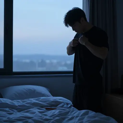他黎明时分就起床。