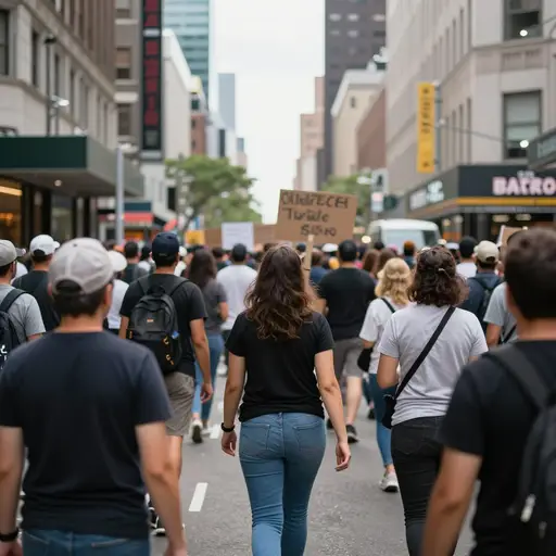 抗议者游行穿过市中心，以反对政府的决定。
