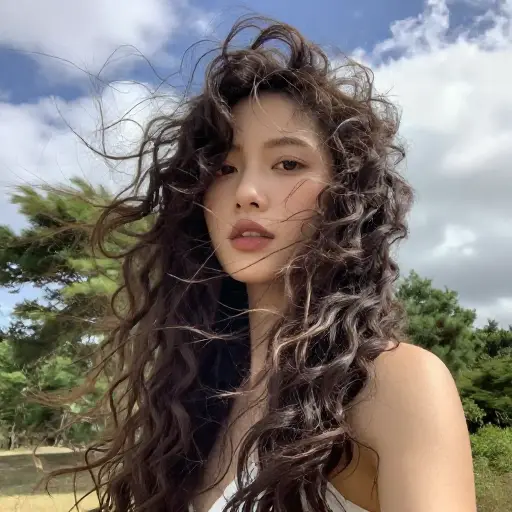在大风天后，她的头发变成了一团缠结的卷发。