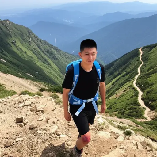 尽管扭伤了脚踝，他还是像个兰博一样完成了整个登山路线。