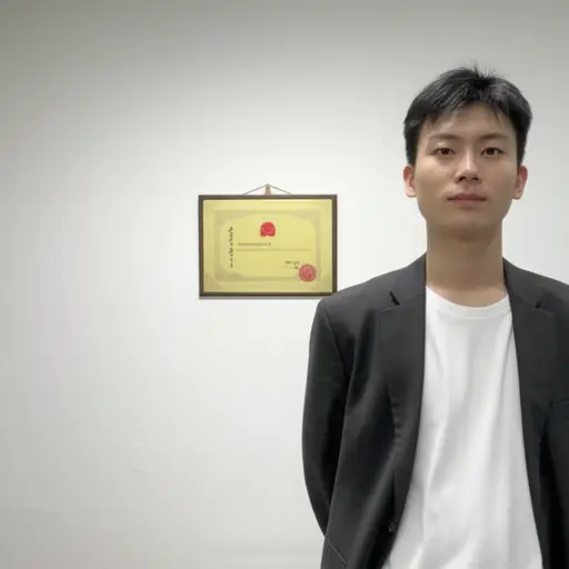 他毕业后把文凭装裱起来挂在了墙上。