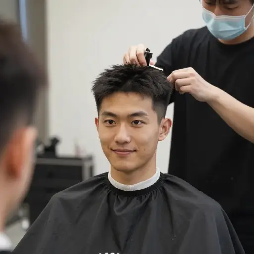 他喜欢把头发剪成平头。