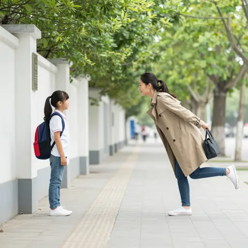 我妈妈放学后匆匆来接我。