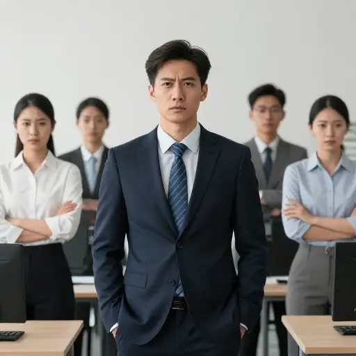 经理那不苟言笑的举止让新员工们很紧张。