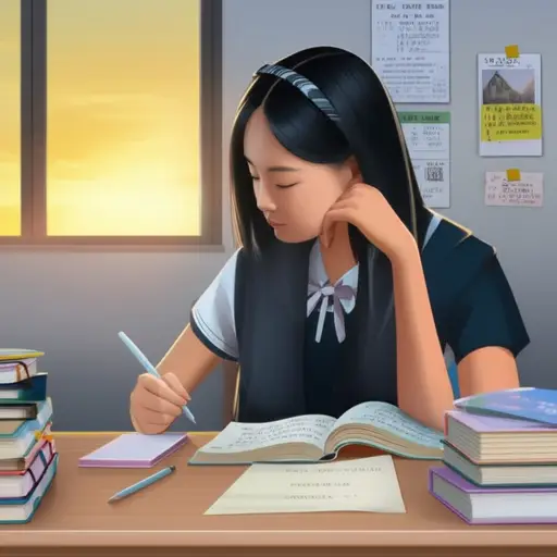 她作为高年级学生，正在准备大学入学考试。