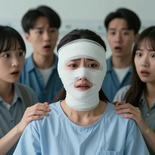 她的脸受伤如此严重，以至于我们都认不出她了。