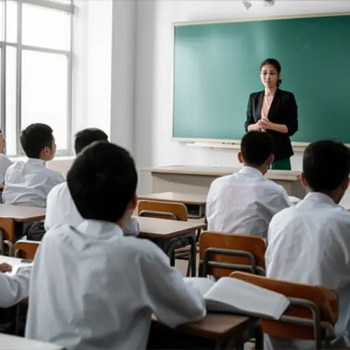 老师的严厉目光让吵闹的教室立刻安静下来。