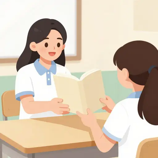 她正在给我一本书。