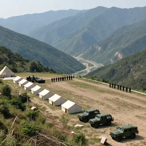 这个步兵旅由三个营组成，驻扎在山谷附近。