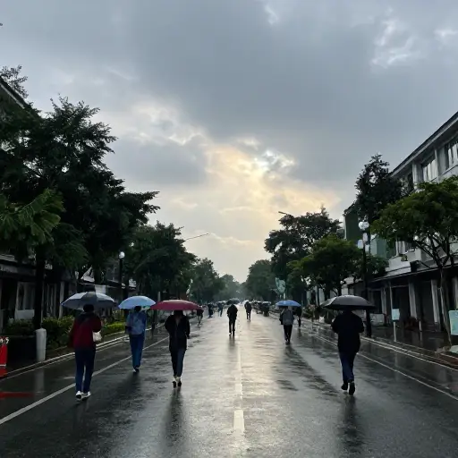 整个下午断断续续地下着阵雨。