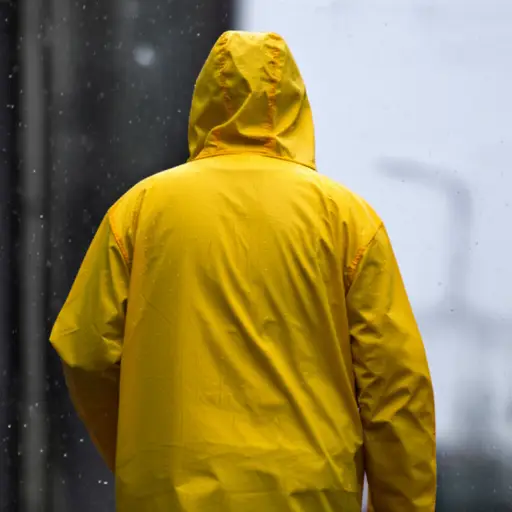 下雨时，我穿我的雨衣。