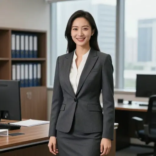 经过多年努力，她终于在事务所获得了一个体面的职位。