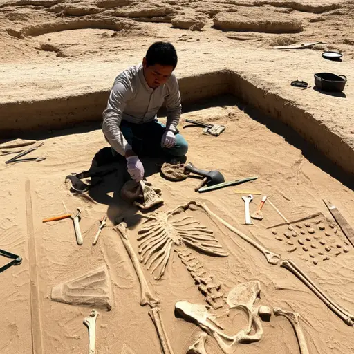 考古学家发现了古代人类的遗骸。
