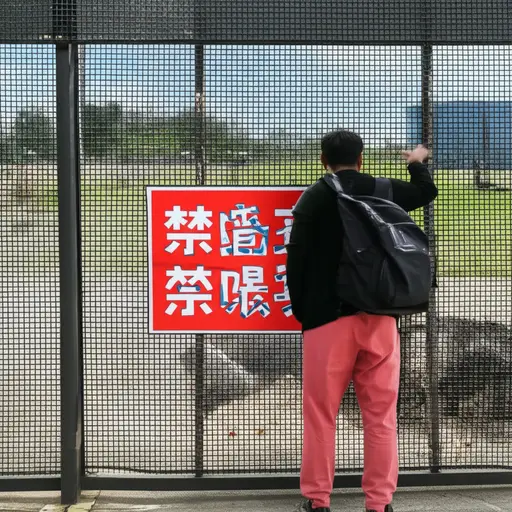 他无视了“禁止喂食”的警告牌，继续给动物投食。