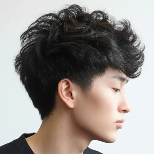他浓密卷曲的头发看起来像海绵一样蓬松。