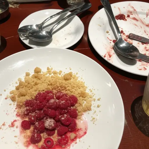 晚餐后我们享用了覆盆子碎屑甜点。