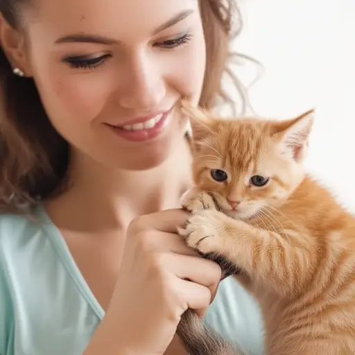 小猫喜欢用尾巴缠绕主人的手。