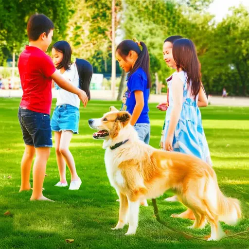 我们的狗狗总是像个小保镖一样守护着孩子们。