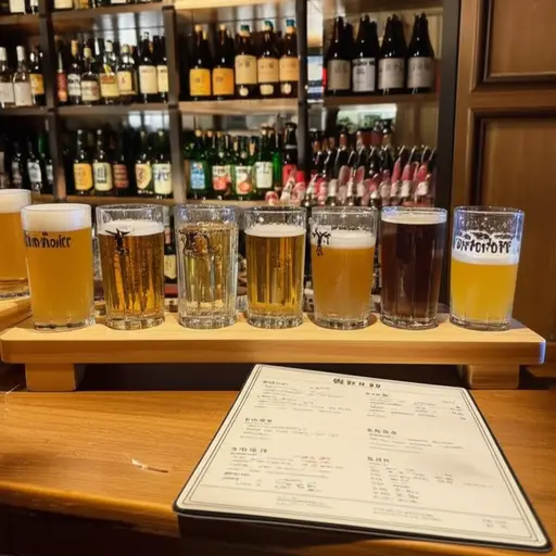 酒吧提供各种啤酒，每品脱的价格都清楚地标在菜单上。