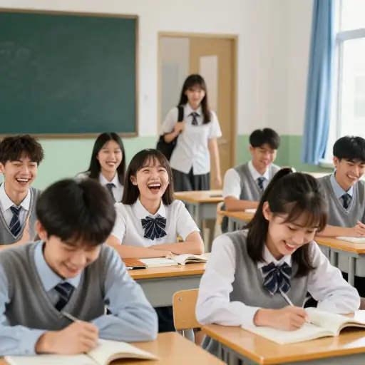 其他学生在她离开时笑得前仰后合。