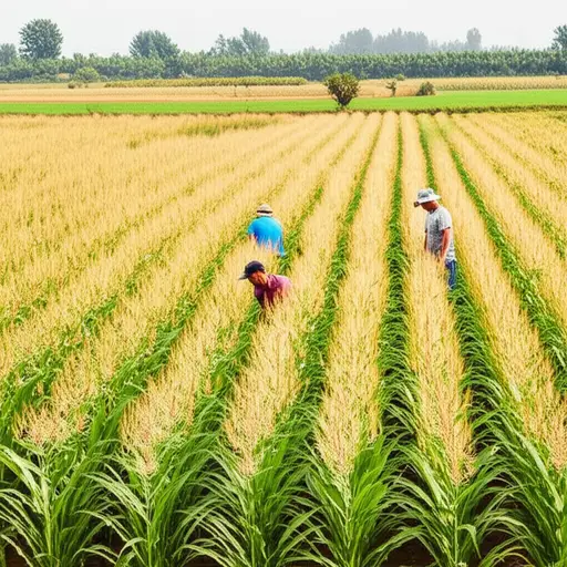 今年农民们种植了更多的小麦和玉米作物。