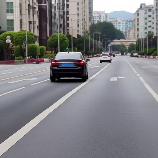 警察在远处跟踪那辆可疑的车辆。