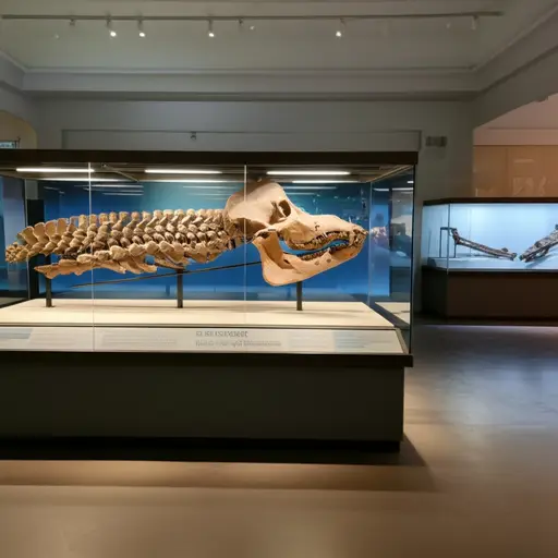 博物馆展示了一具古代生物的骨骼化石。