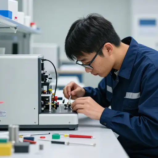 一名技术员修理了科学仪器。