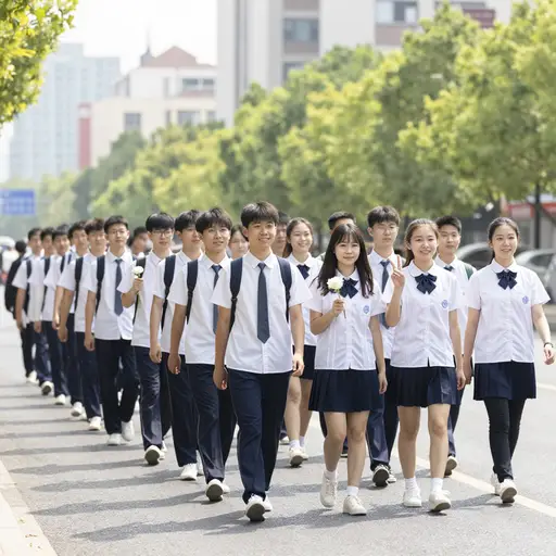 学生们和平游行，倡导结束冲突。