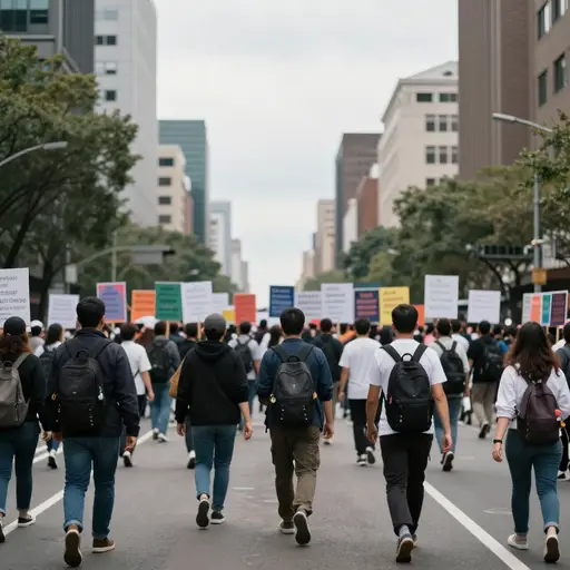 环保活动人士游行要求对气候变化采取紧急行动。