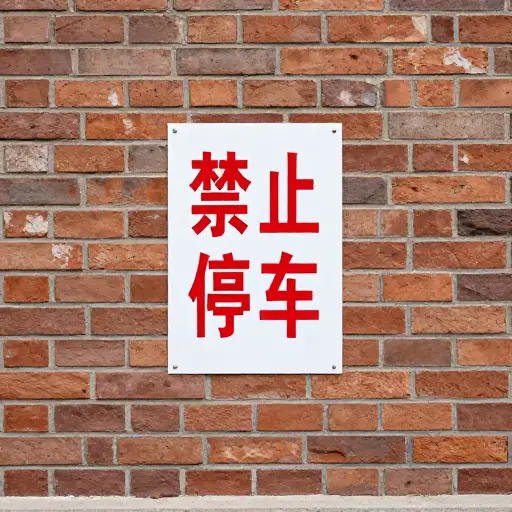 墙上贴着一张告示，写着“禁止停车”。