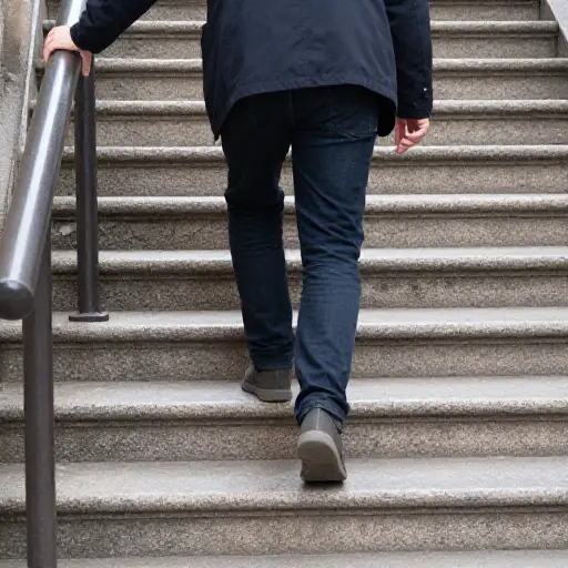走下这些旧台阶时请扶着栏杆。