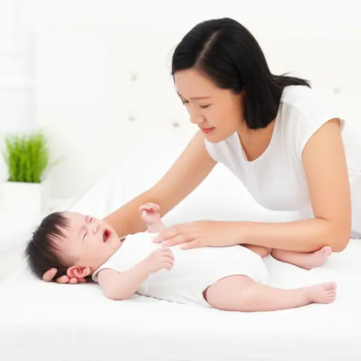 婴儿一直哭个不停，直到妈妈把他抱起来。