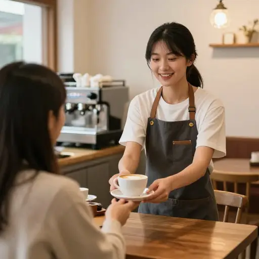 她在当地一家咖啡馆找到了一份兼职工作。