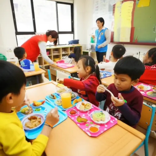 当地政府为贫困儿童提供了免费午餐。