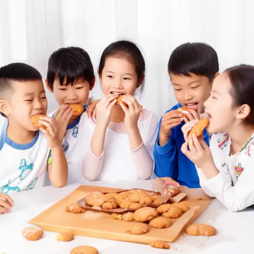 孩子们放学回家后，狼吞虎咽地吃起了妈妈准备的饼干。