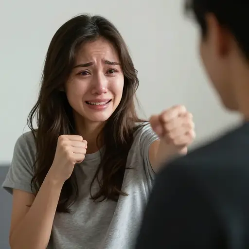 她开始哭，然后打了我！