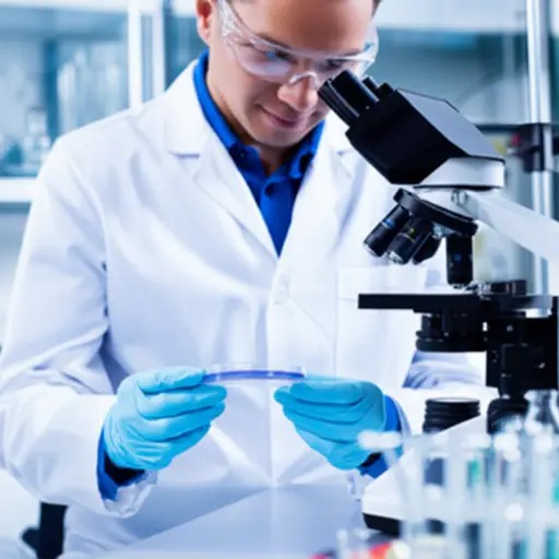 科学家们在实验室里培养细菌培养物用于研究。