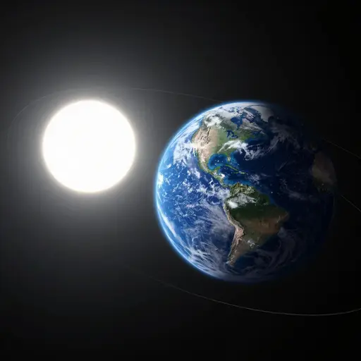 地球绕太阳运行。