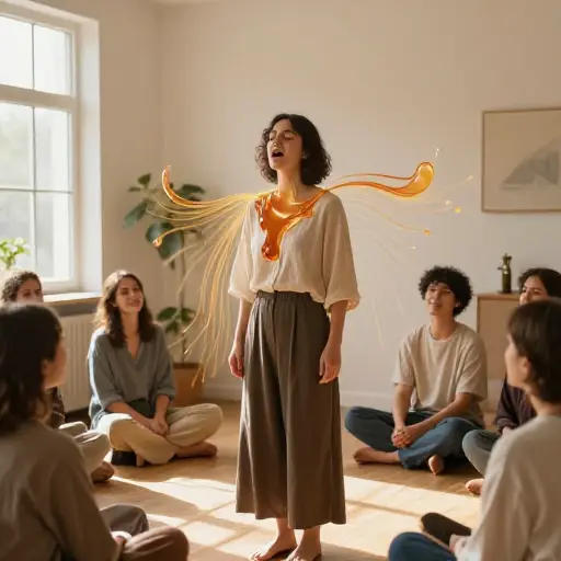 她甜美悦耳的声音如蜜般流淌，抚慰着房间里的每一个人。