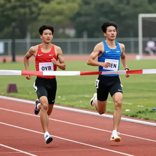 他在比赛中得了第二名，但差距非常小。
