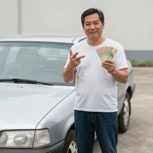 这台二手车他卖了一大笔钱。