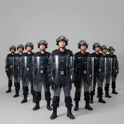 示威现场部署了强大的警力，以确保公共秩序。