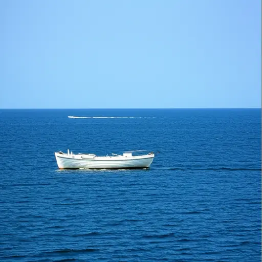 看！海上有艘船。